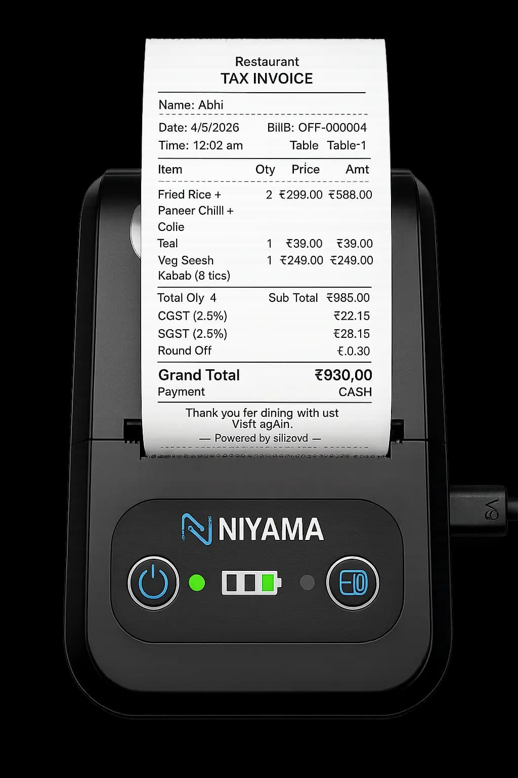 billzova restaurant bill printed thermal printer India